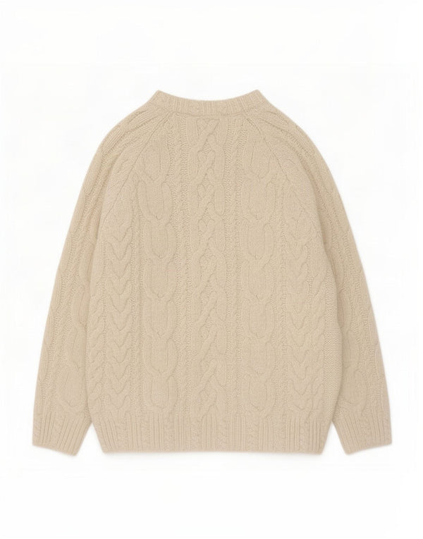 Zara Pull ample à col rond pour femme UK 14 Medium Blanc cassé