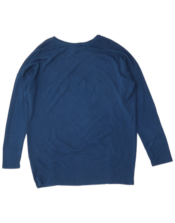 Topshop Womens Oversized Top Long Sleeve UK 12 Medium Blue Viscose