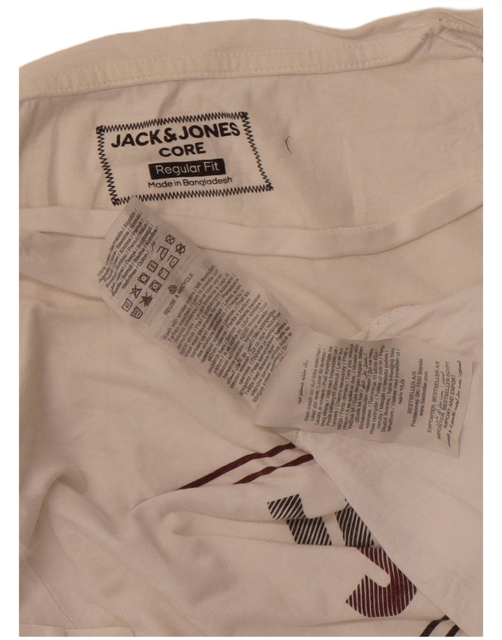 Jack & Jones Mens Regular Fit Graphic T-Shirt Top Medium Off White Cotton