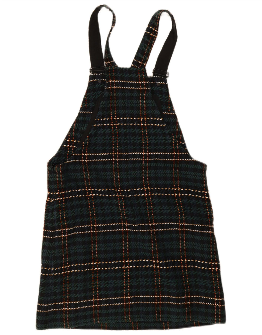 Jack Wills Womens Dungaree Dress UK 8 Small Green Plaid Polyester
