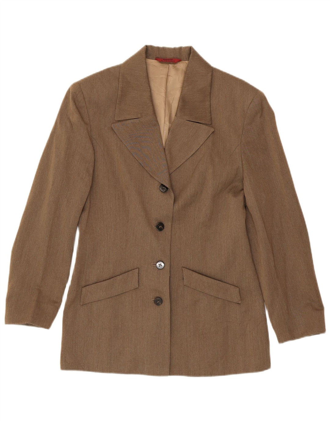 Sisley Womens 4 Button Blazer Jacket UK 10 Small Brown Viscose