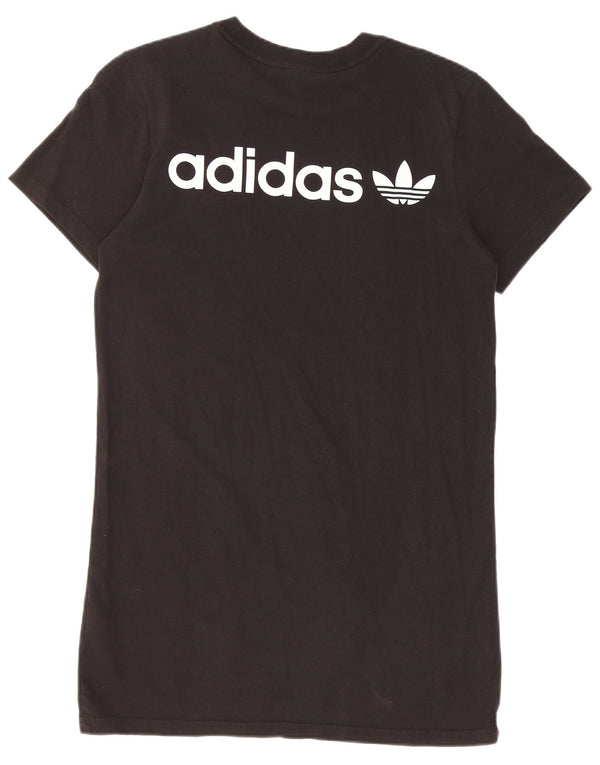 Adidas Womens Graphic T-Shirt Dress UK 4/6 XS Black Cotton