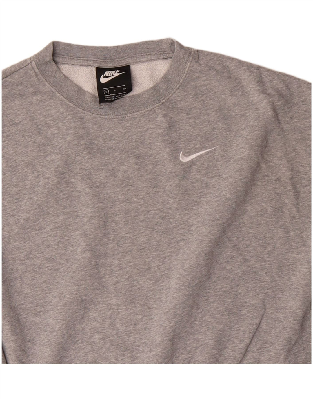 NIKE Womens Oversized Crop Sweatshirt Jumper UK 10 Small Grey Cotton