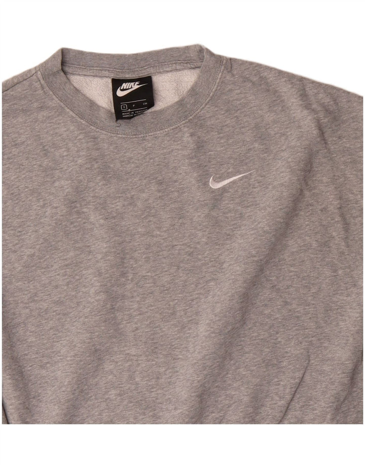 NIKE Womens Oversized Crop Sweatshirt Jumper UK 10 Small Grey Cotton