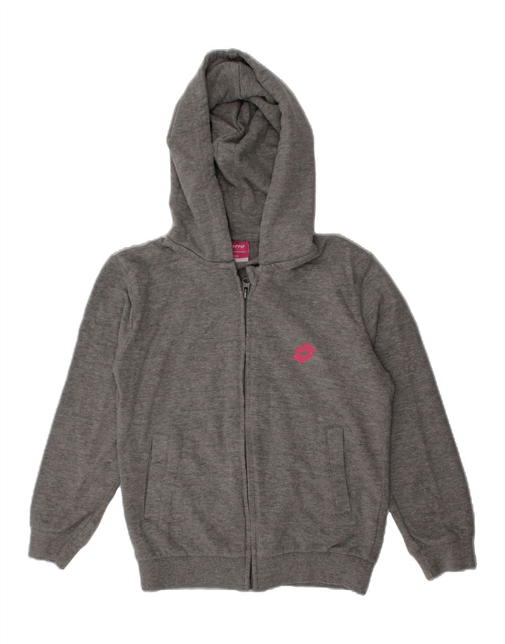 LOTTO Girls Zip Hoodie Sweater 7-8 Years Grey Cotton Vintage Lotto and Second-Hand Lotto from Messina Hembry 