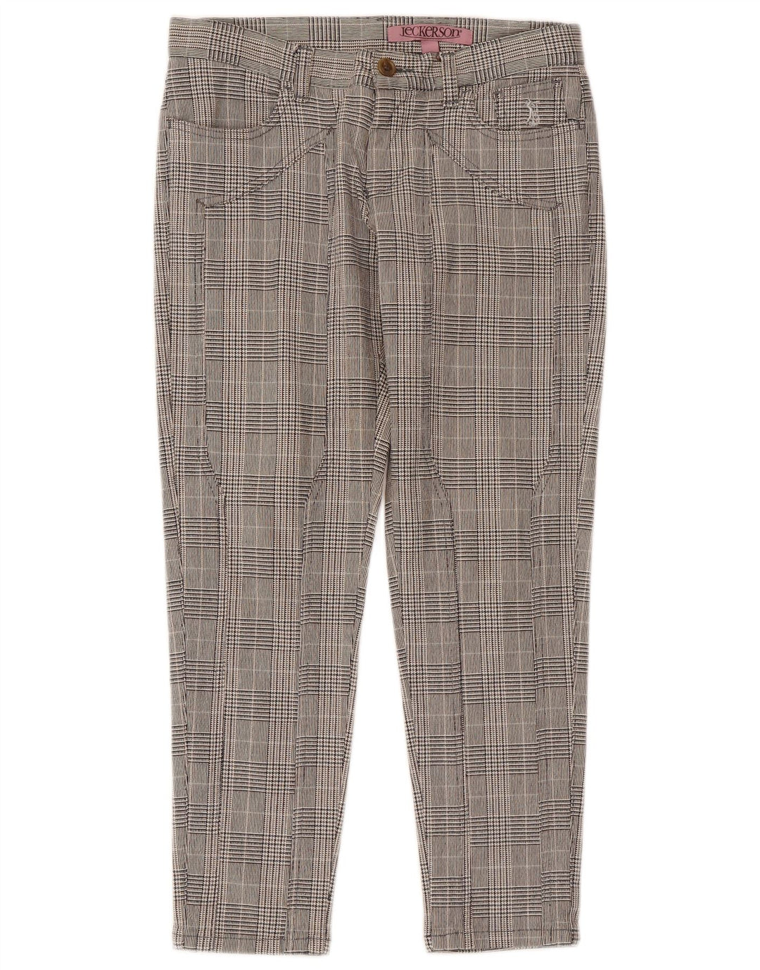 Jeckerson Womens Slim Cropped Trousers W26 L25 Grey Houndstooth
