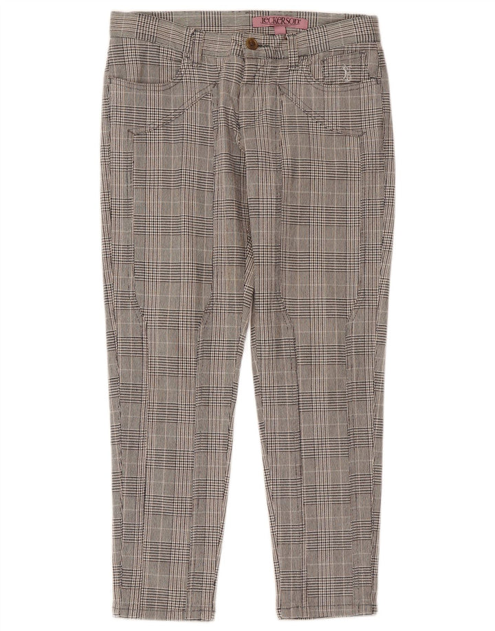 Jeckerson Womens Slim Cropped Trousers W26 L25 Grey Houndstooth