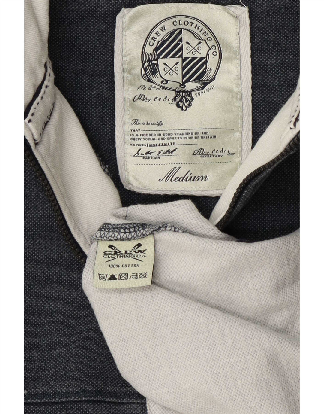 Crew Clothing Mens Zip Neck Sweatshirt Jumper Medium Grey Cotton