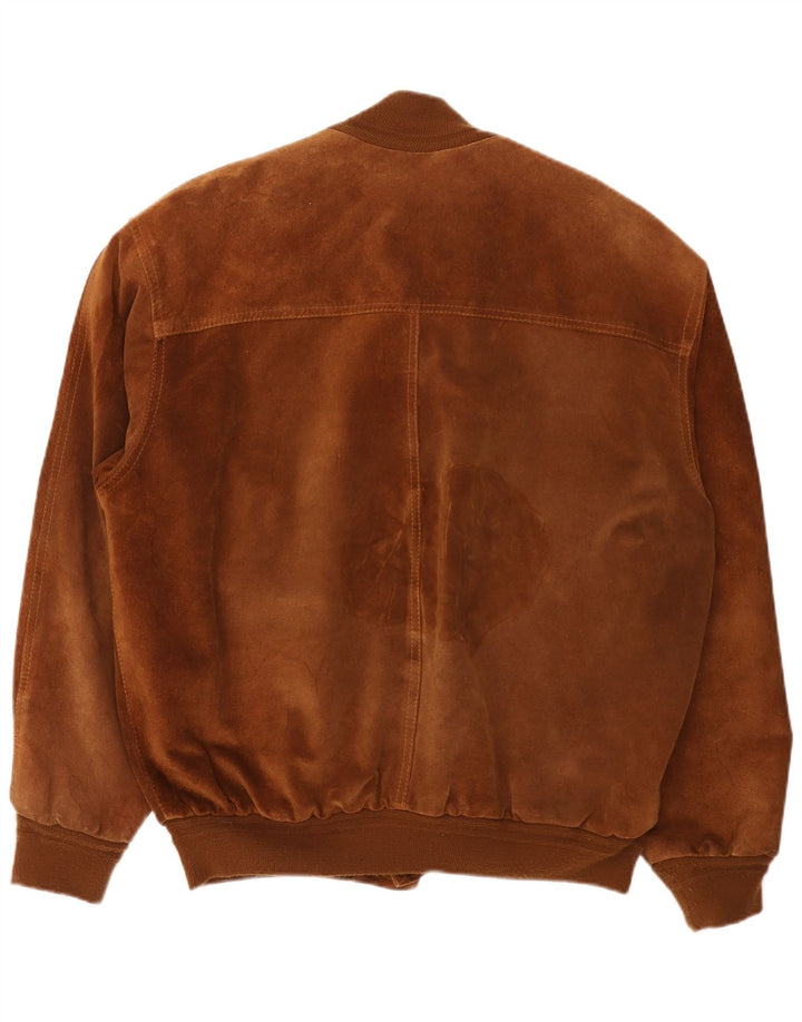 Vintage Mens Bomber Suede Jacket UK 42 XL Brown Leather