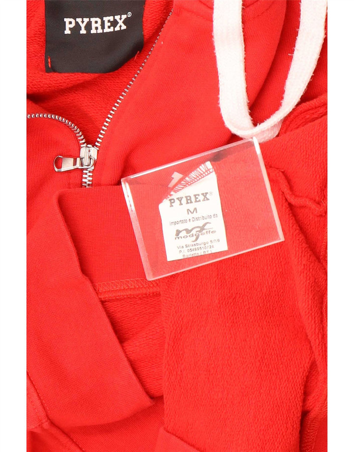 Pyrex Womens Graphic Zip Hoodie Sweater UK 14 Medium Red Cotton