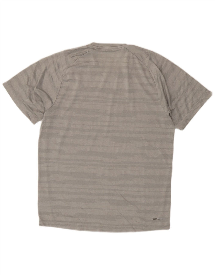 Adidas Mens Climalite T-Shirt Top Small Grey Striped Polyester