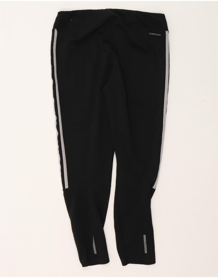 ADIDAS Damen Aeroready Crop Leggings UK 12 Medium Schwarz Polyester