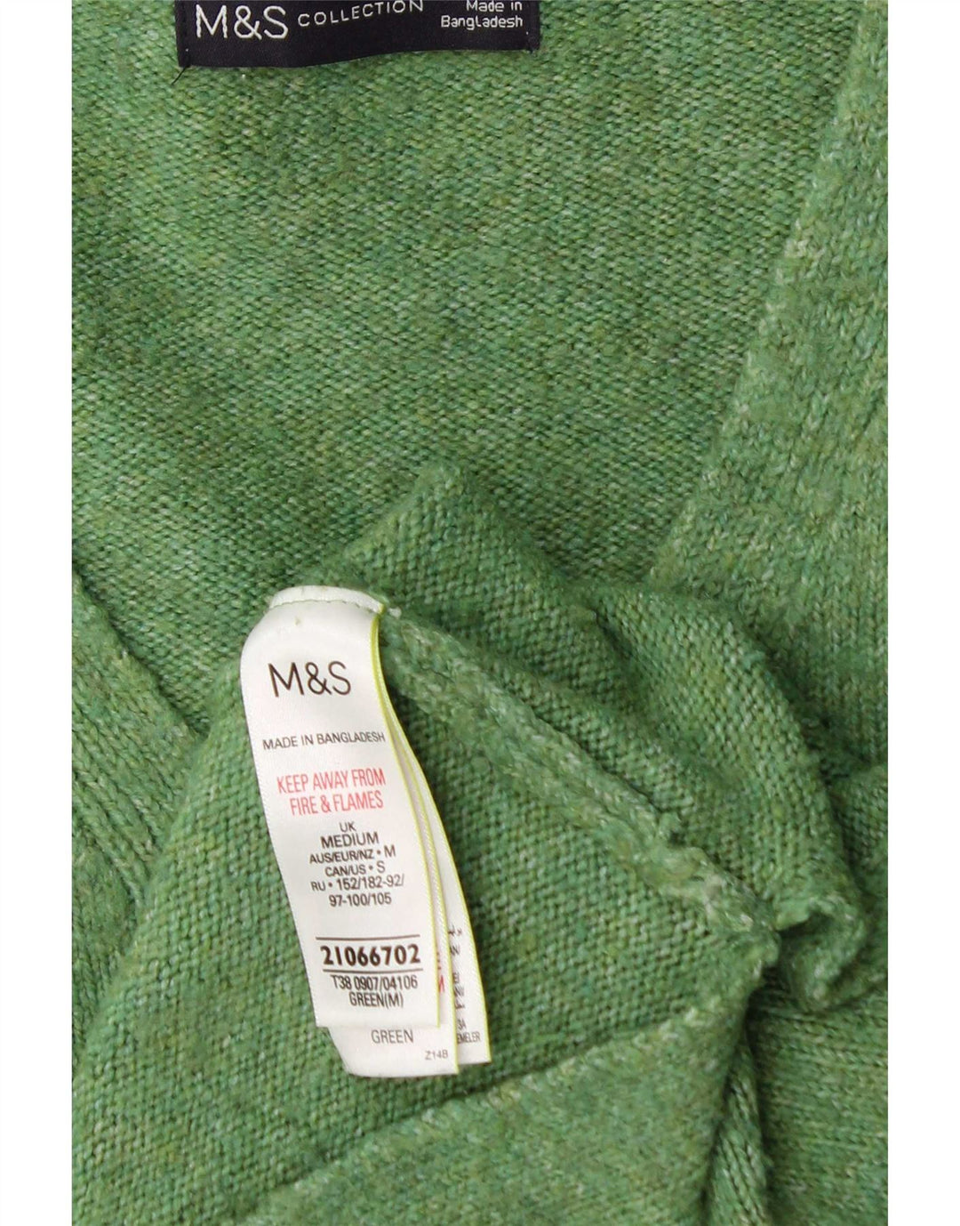 Marks & Spencer Womens Oversized V-Neck Jumper Sweater UK 14 Medium Green