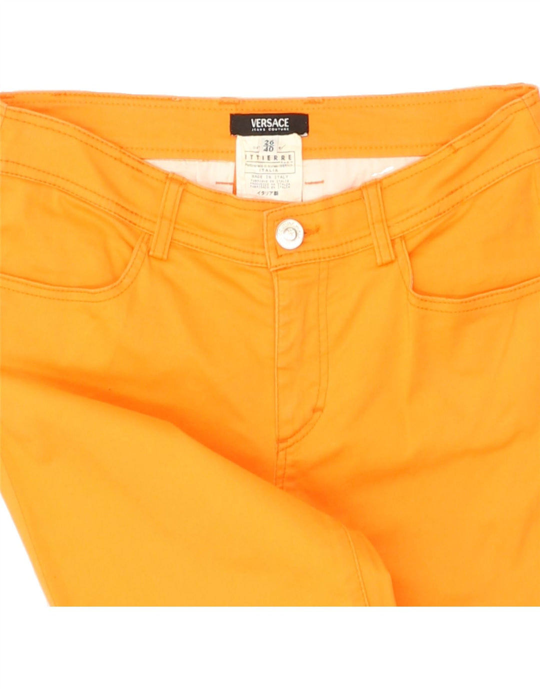 VERSACE Womens Straight Casual Trousers W26 L29 Orange Cotton Vintage Versace and Second-Hand Versace from Messina Hembry 