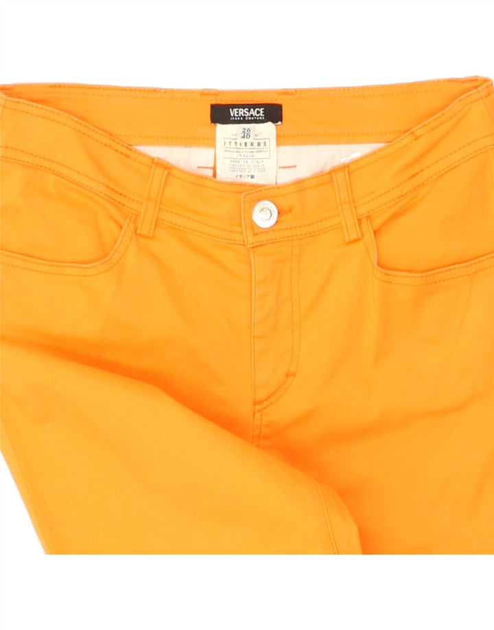 VERSACE Womens Straight Casual Trousers W26 L29 Orange Cotton Vintage Versace and Second-Hand Versace from Messina Hembry 