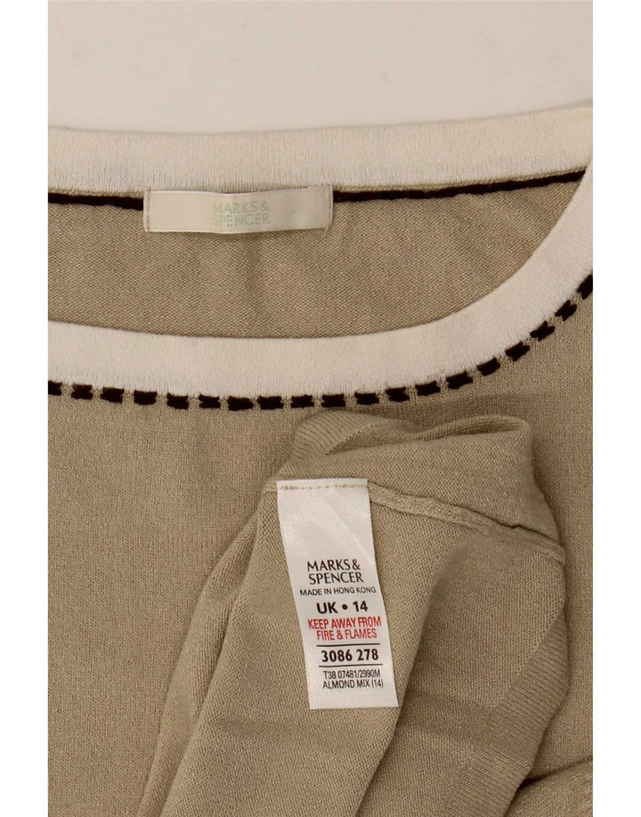 Marks & Spencer Womens Vest Top UK 14 Medium Beige Viscose