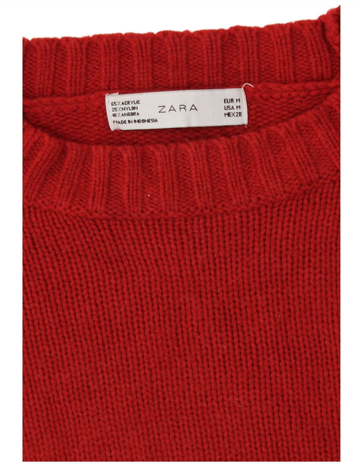Zara Dame Boat Neck Jumper Sweater UK 12 Medium Red