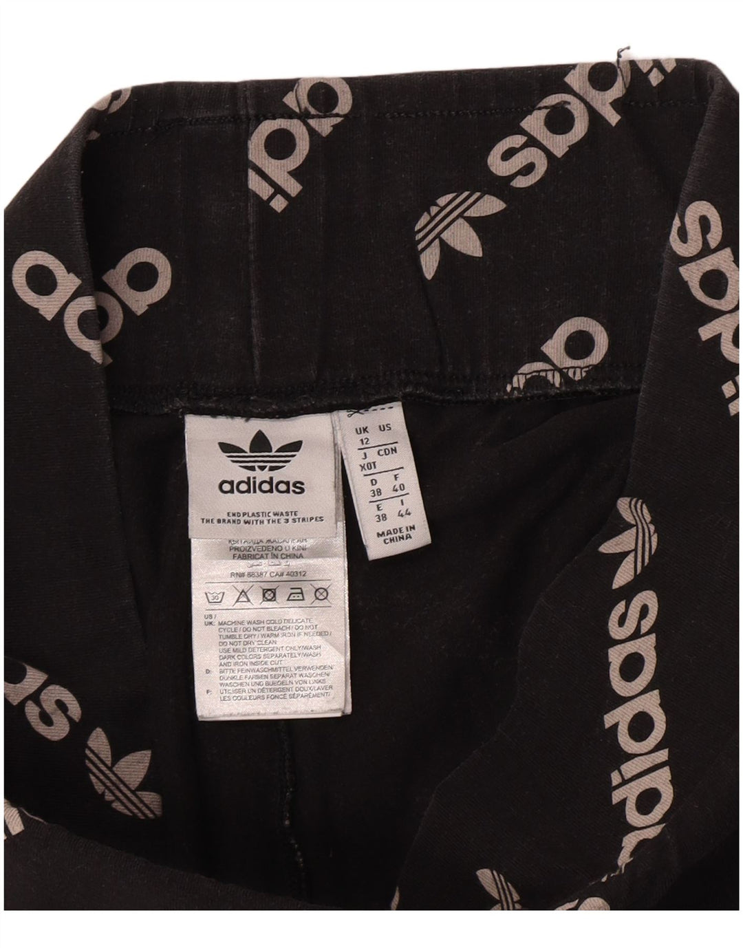 Adidas Womens Graphic Leggings UK 12 Medium Black Cotton