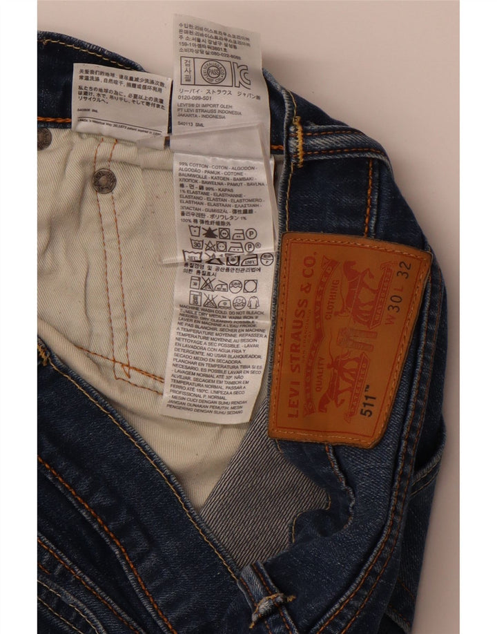 LEVI'S Womens 511 Slim Jeans W30 L32 Blue Cotton