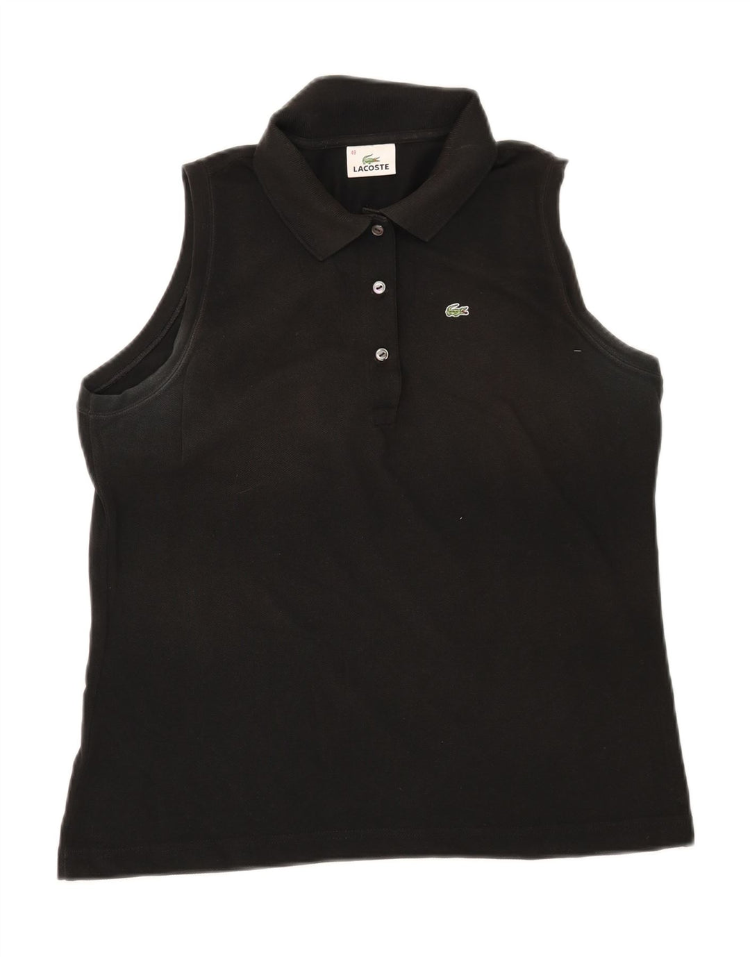 Lacoste Womens Sleeveless Polo Shirt Size 48 XL Black