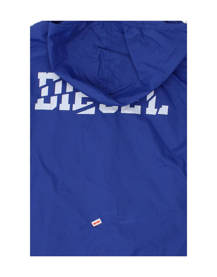 DIESEL Boys Graphic Hooded Rain Jacket 15-16 Years Blue Nylon Vintage Diesel and Second-Hand Diesel from Messina Hembry 