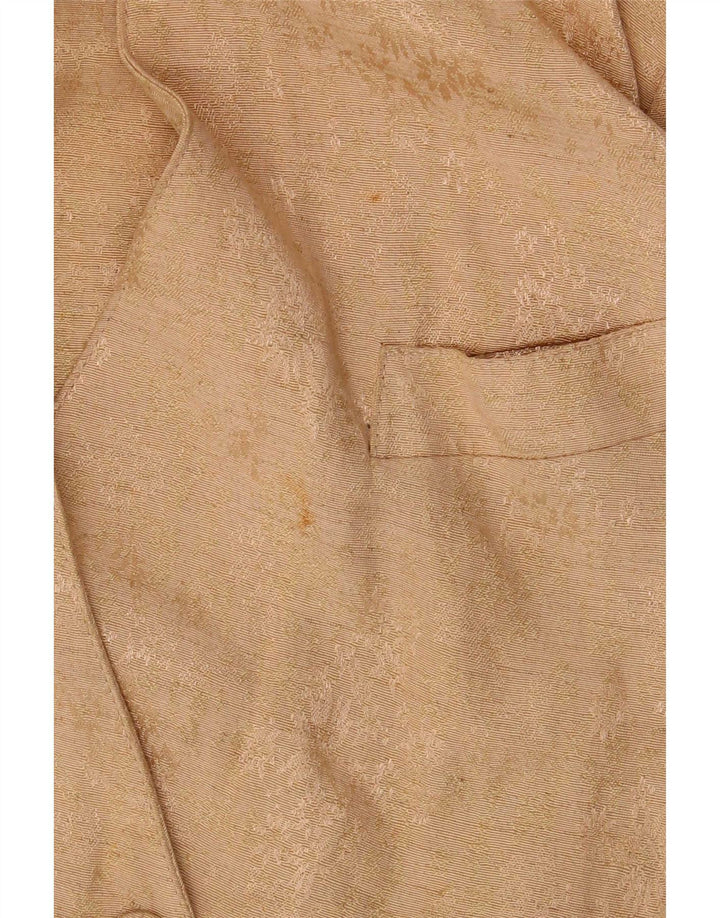 Vintage Womens Short Sleeve Blazer Jacket UK 14 Medium Beige Floral