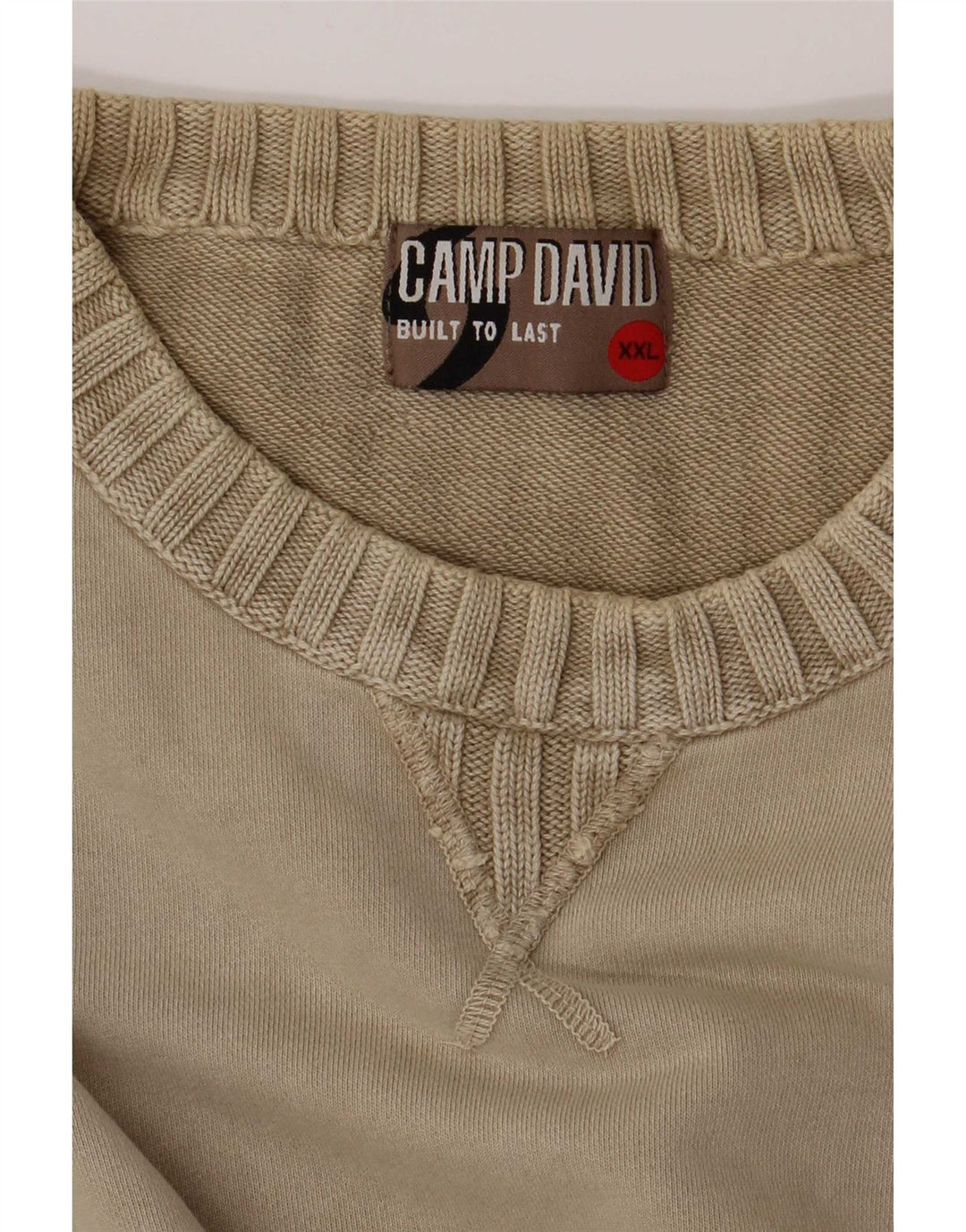 Camp David Herren-Pullover mit Rundhalsausschnitt, 2XL, beige Baumwolle