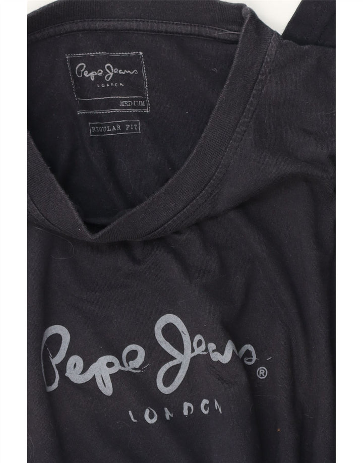 PEPE Jeans Mens Regular Fit Graphic Top Long Sleeve Medium Navy Blue
