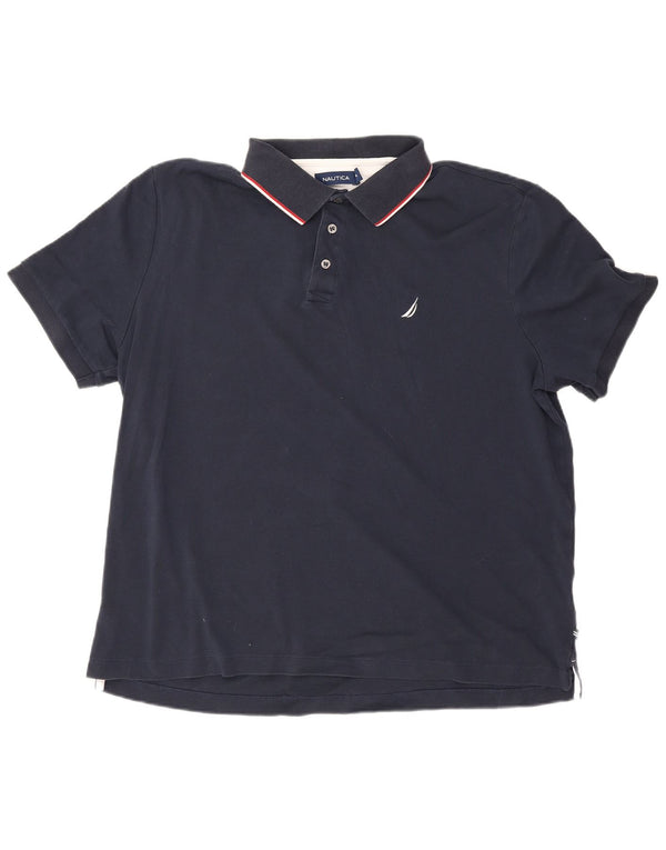 Nautica Mens Polo Shirt XL Navy Blue Cotton