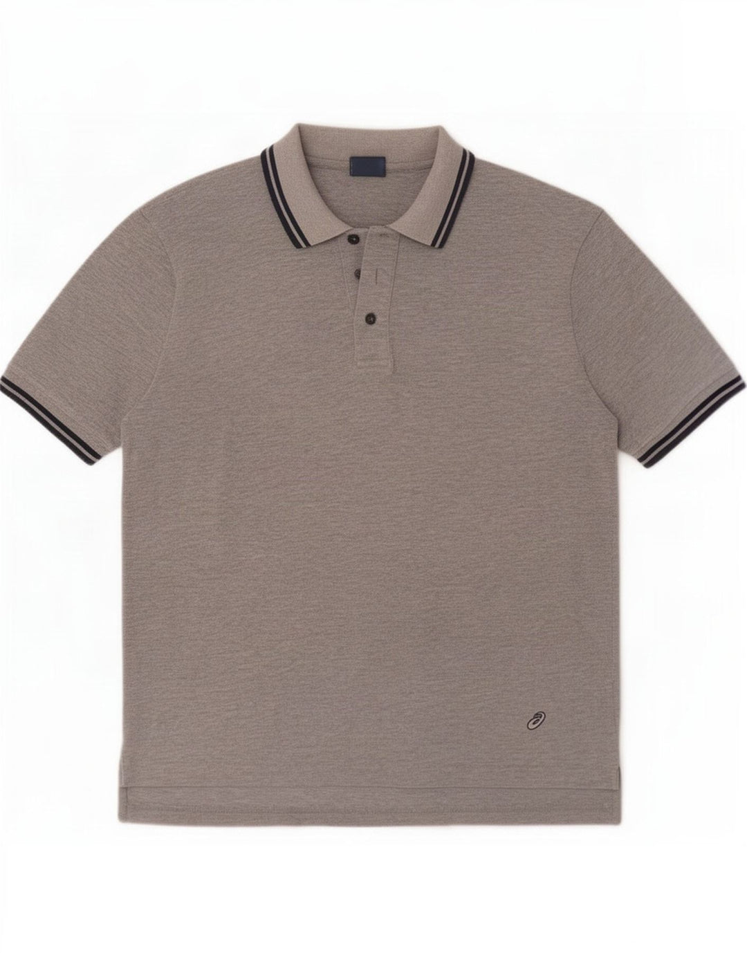 Polo da uomo Asics in cotone a righe grigio medio