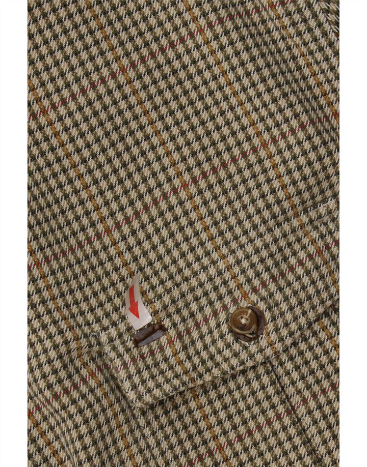 Camicia in flanella da uomo Orvis in cotone pied de poule verde medio