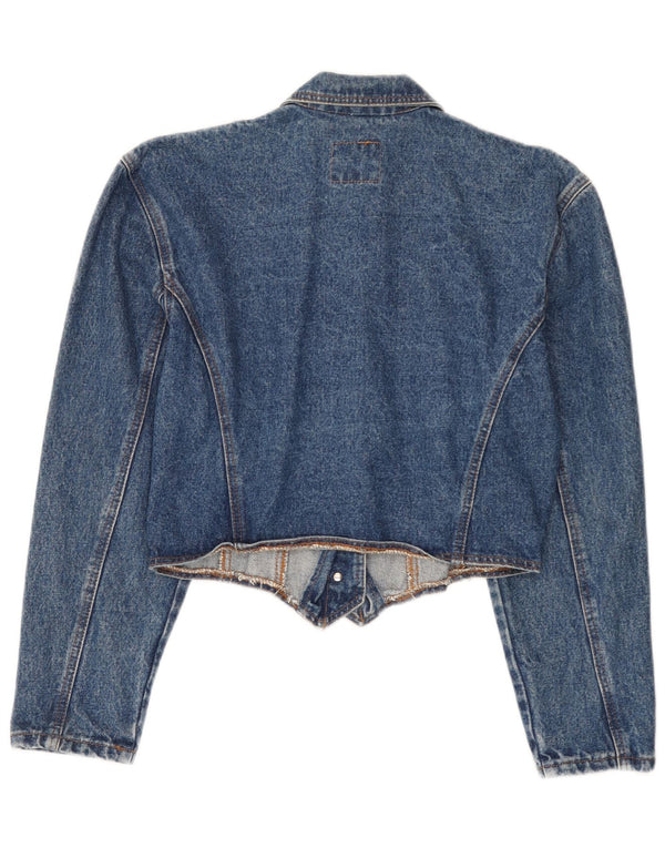 Doringo Womens Crop Denim Jacke UK 10 Small Blaue Baumwolle