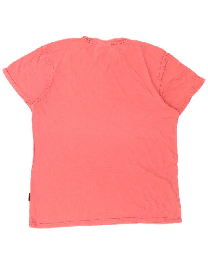 Schott Mens Graphic T-Shirt Top Large Pink Cotton