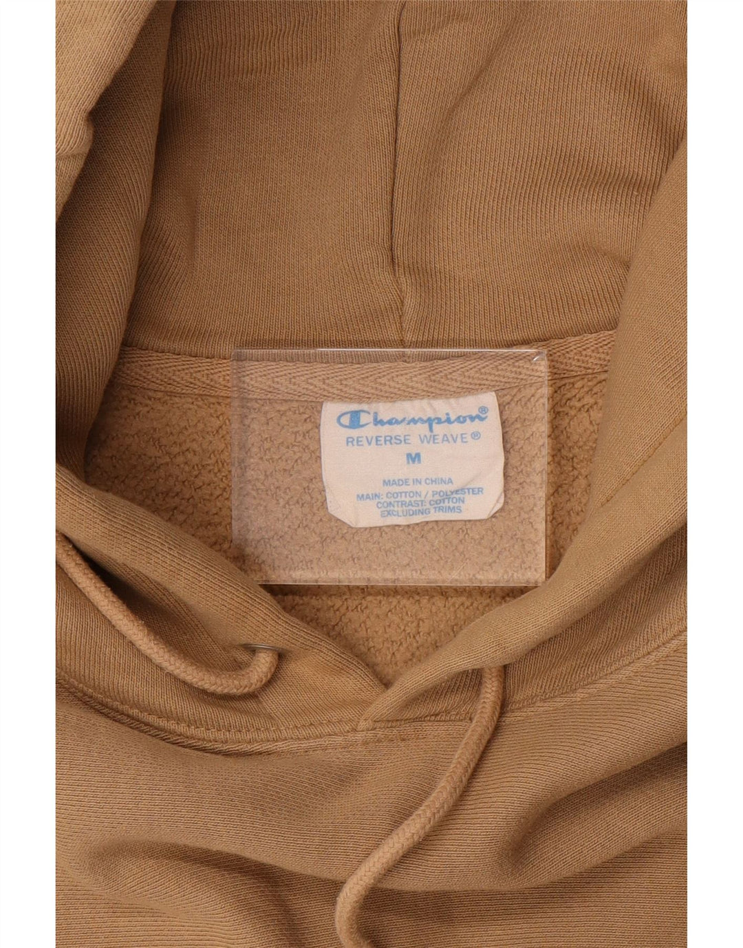 Champion Mens Hoodie Jumper Medium Beige Cotton