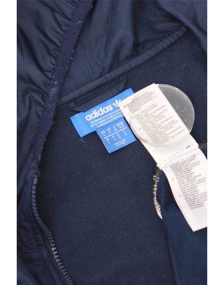 Adidas Mens Zip Hoodie Sweater Small Navy Blue Colourblock Polyester