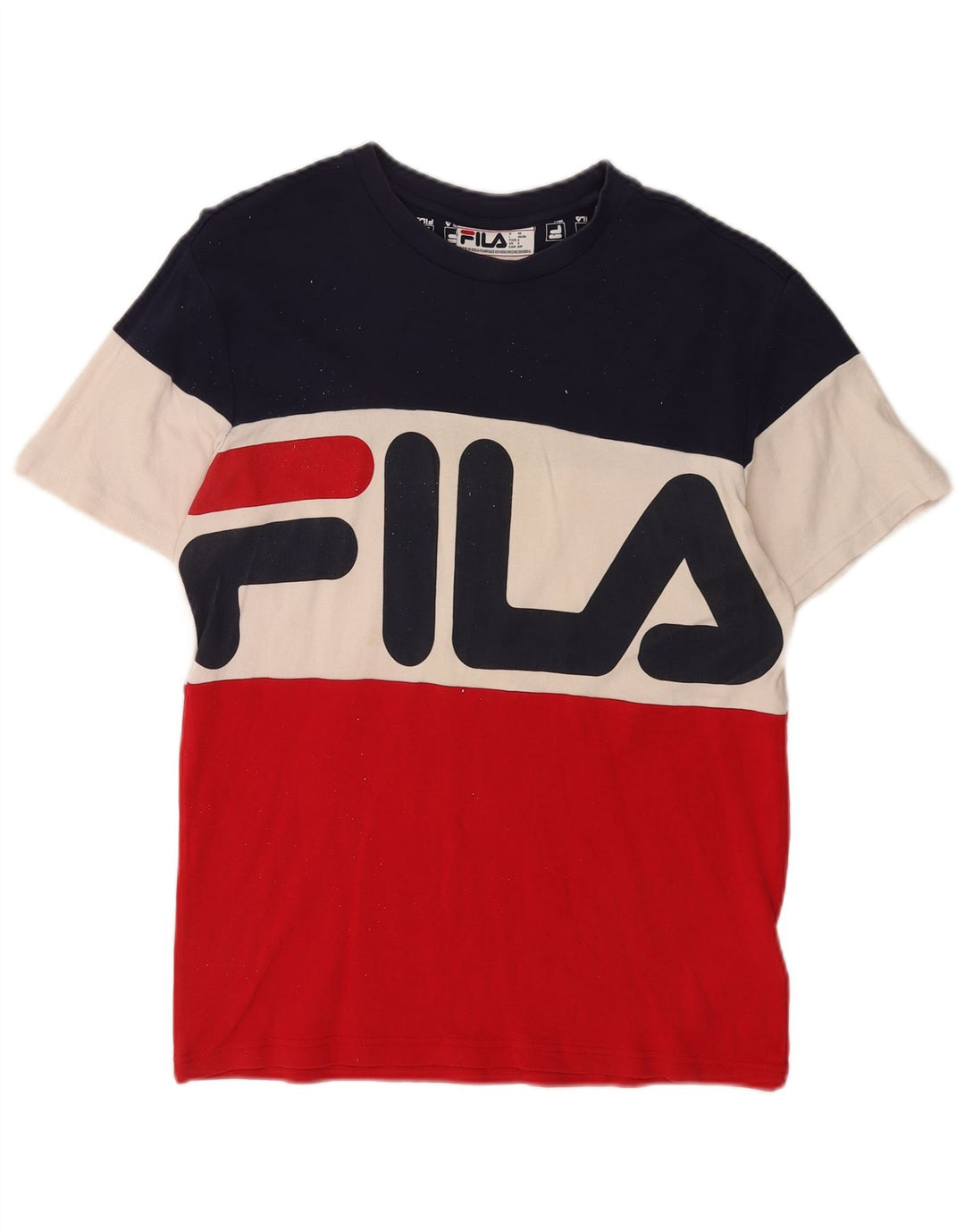Fila Mens Graphic T-Shirt Top Small Multicoloured Colourblock Cotton