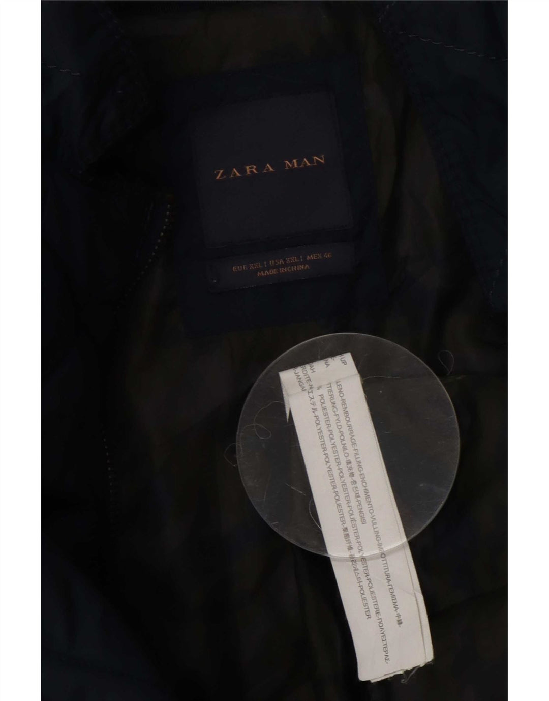 Giacca trapuntata da uomo Zara UK 44 2XL Poliestere blu navy