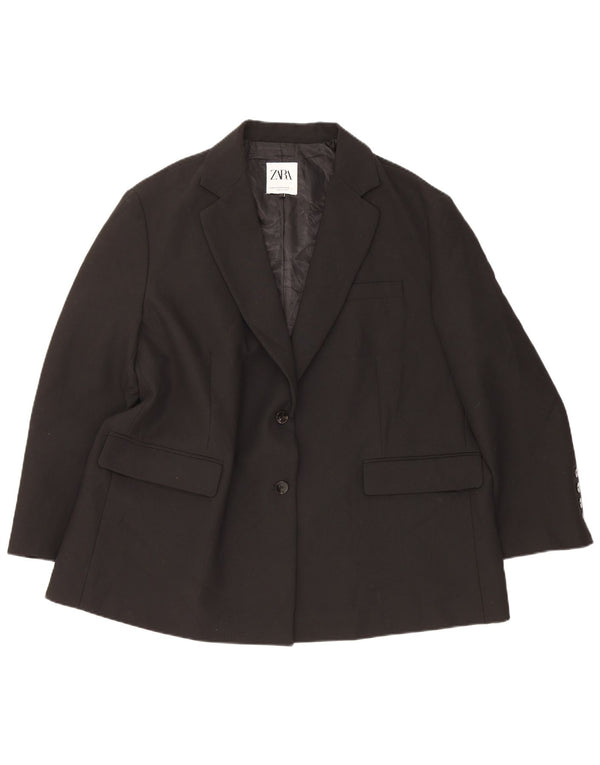 Zara Dame 2 Knapper Oversized Blazer Jacket UK 6 XS Sort Polyester