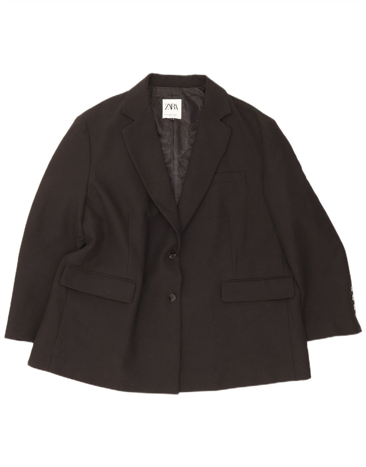 Zara Veste blazer surdimensionnée à 2 boutons pour femme UK 6 XS Noir Polyester