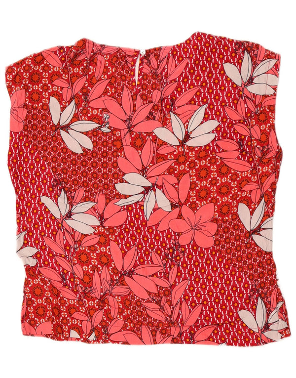 White Stuff Damebluse Top UK 12 Medium Red Floral Viscose