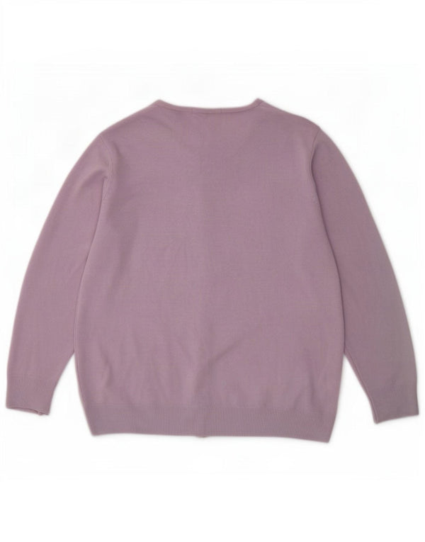 Suéter cardigã feminino Marks & Spencer Reino Unido 16 grande acrílico roxo