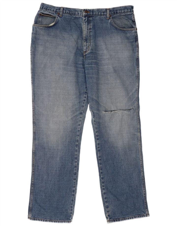 Wrangler Mens Texas Distressed Straight Jeans W40 L32 Blue Cotton
