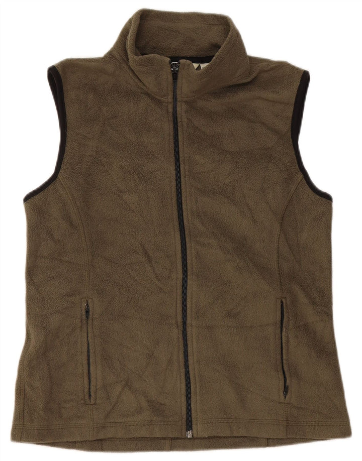 Eddie Bauer Womens Fleece Gilet UK 10 Small Khaki Polyester