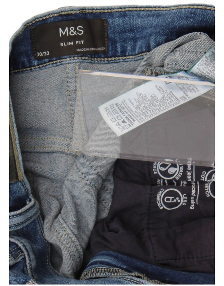 Marks & Spencer Damen Slim Jeans W30 L33 Blaue Baumwolle