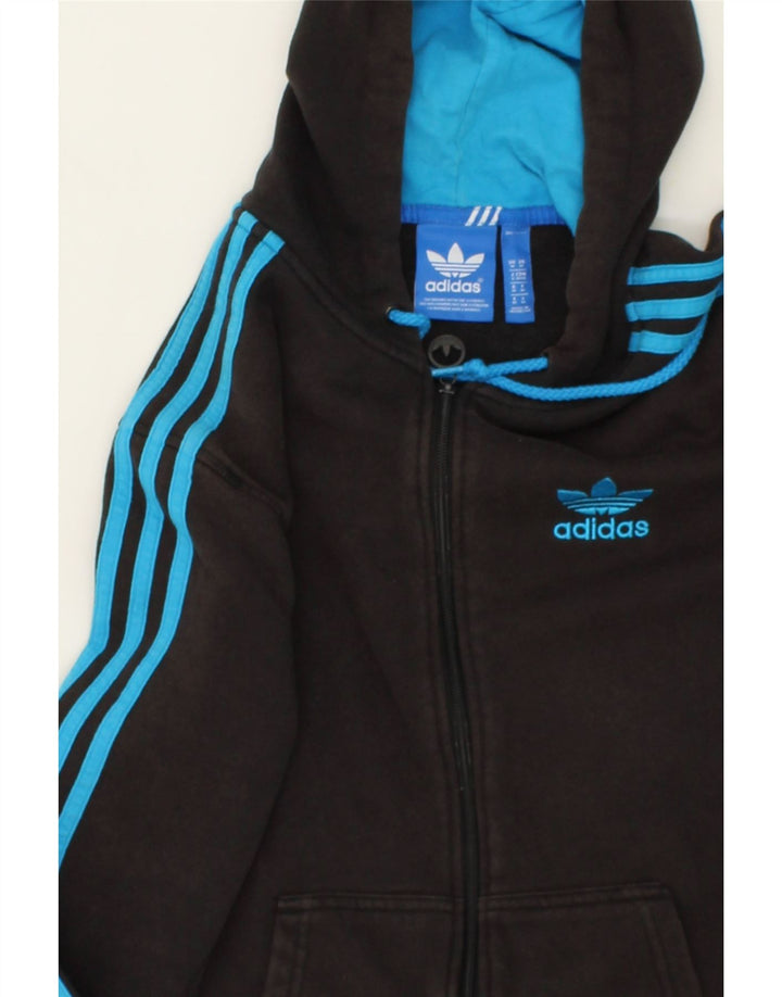ADIDAS Mens Zip Hoodie Sweater Medium Black Cotton