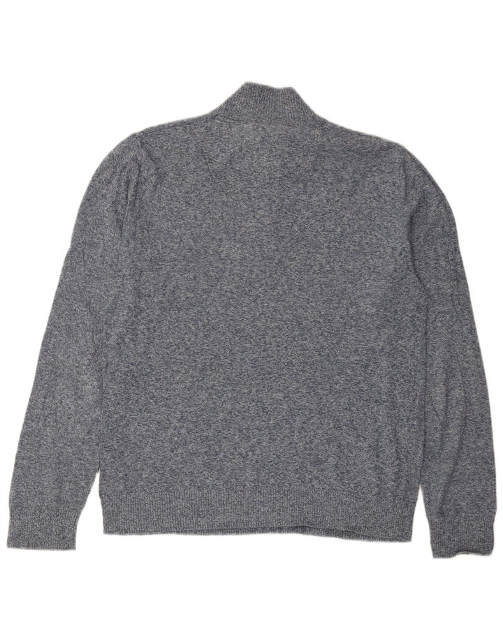 Fat Face Mens Zip Neck Jumper Sweater Medium Blue Flecked Cotton Classic