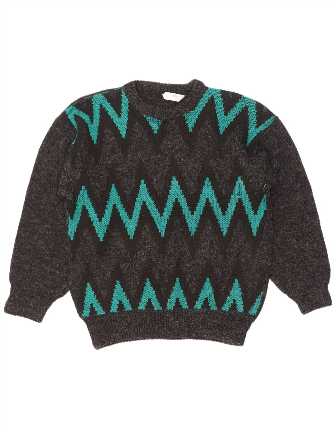 Vintage herre rund hals sweater stor grå Chevron