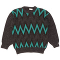 Vintage Mens Crew Neck Jumper Sweater Large Grey Chevron