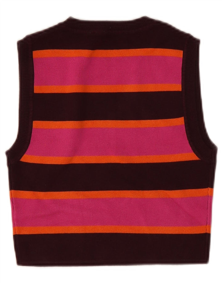 Zara Womens Crop Vest Top UK 12 Medium Pink Striped