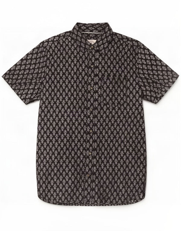 Fat Face Chemise à manches courtes pour hommes XS Coton géométrique noir